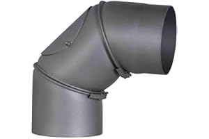 FIREFIX RD150/B Stove Pipe Bend 2 mm Thick Steel (Smoke Tube) 150mm Diameter for Fireplaces and Fireplaces Senotherm Dark Grey Adjustable 0-90 Degrees with Cleaning Door Black