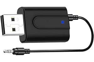 GNNMOY 2 in 1 Bluetooth 5.0 Transmitter Receiver, Portable Bluetooth Wireless Adapter with 3.5mm Audio Cable for TV/Headphone/PC/Car/Home Stereo [Power by USB, Low Latency]