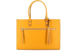 FLORA CO PARIS - Grand Sac Cabas Femmes Format A4 - Sac Cours Lycée Grande Capacité Taille XL - Sac à Main Fourre-Tout Franges Poche Devant - Similicuir Rigide - Chic Elégant Modern