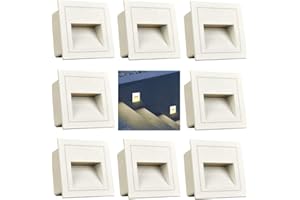 Arotelicht 3W Oświetlenie stóp LED,oświetlenie podłogowe,oświetlenie schodów wpuszczanych,zasilanie 230V,Wodoodporny IP65,odpowiedni do korytarzy,schodów, wejść,ogrodów,wewnątrz i na zewnątrz (Biała aluminiowa obudowa (ciepła biel), Zestaw 8 sztuk)