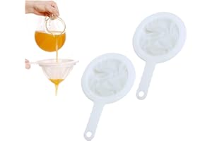 MORJCG 2Pcs Sieves, Rice Sieve, Wine Filter, Rice Paper, Kitchen Handheld Plastic Ultra Fine Mesh Sieve Colander, for Filtering Coffee, Tea, Juice, Seedless Jam, Flour, Yoghurt, Soy Milk (200Mesh, 400Mesh)