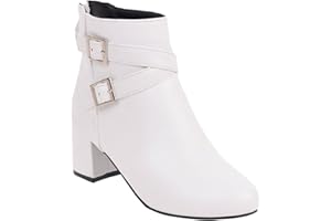 IQYU Girls 29 Red Women 39 Autumn and Winter Women Thick Heel Short Boots Belt Buckle Middle Heel Side Zipper Women Boots Women Platform Ankle Boots Heel Woman 10