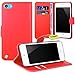 Produktbild iPod Touch 5 Handy Tasche, FoneExpert® Wallet Case Flip Cover Hüllen Etui Ledertasche Lederhülle Premium Schutzhülle für Apple iPod Touch 5th Generation (Rot)