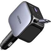 UGREEN Nexode 145W 4 IN 1 Retractable USB C Car Charger 100W Car Charger | 4 Ports Car Cigarette Lighter Charger Fast Chargin