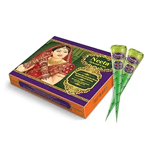 Neeta Mehendi Cone Body Art All Natural Herbal Pure Henna Past (Pack of 12 Pieces, Green Box)