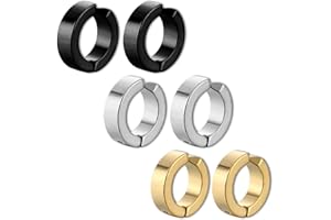 EAVUYIS 3 Paia Orecchini da Uomo Donna,Tondo, Senza Buco,Orecchini finti,Non-Piercing Orecchini Orecchio Clip Finti Anelli d’Orecchio per Uomini e Donne, 3 Colori