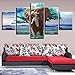 Produktbild Meaosy Dekor Für Wohnzimmer 5 Stücke Tier Elefant Grüne Bäume Landschaftsbilder Gedruckt Hd Poster Modulare Bild Leinwand Wandkunst-20X35/45/55Cm