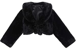 Alvivi Enfant Boléro Princesse Fausse Fourrure Pompom Cape De Demoiselle d'honneur Veste Gilet Coat pour Robe Mariage Cérémonie Bébé Fille 12 Mois - 8 Ans