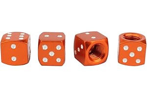 TOMALL Dust Caps Dice Style Ruota Pneumatici Copri Stelo valvola Chrom Orange Lega di Alluminio