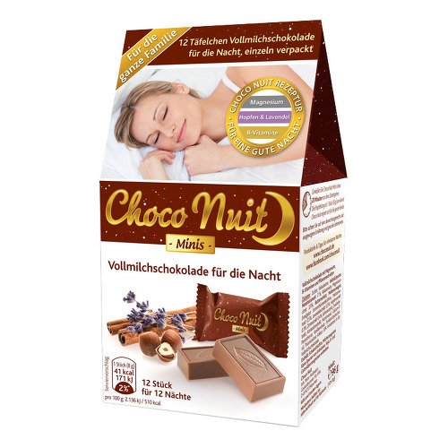 Preisvergleich Produktbild CHOCO NUIT Minis Vollmilchschokolade gute Nacht 12 St Täfelchen