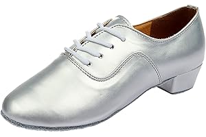 LIADDKV Zapatos de baile para hombre de cuero suave PU latino moderno Oxford zapatos de fondo suave con cordones tacón bajo salsa jazz tango zapatos de cuero negro para hombres niños