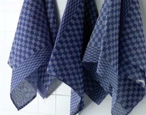 10 Tea Towels Blue / Grey Chequered 50 x 100 cm 200g/m²