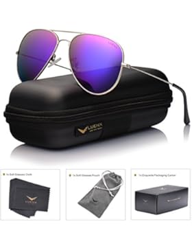 LUENX Aviator Polarisierte Sonnenbrille Herren Fahren mit Etui UV 400 Schutz Metall Rahmen 60mm