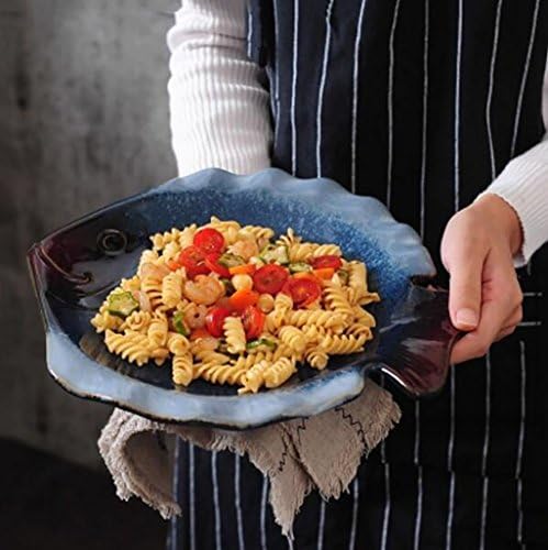 Ramen bowl Creative fashion Japanese fish dish ceramic dish snack plate dim sum plate noodles dish ramen dish sushi plate Western plate Salad plate ( Color : A )