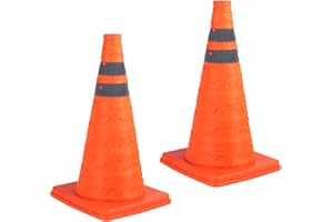 SINOER 2Pack 18 Zoll zusammenklappbare Verkehrskegel/Verkehrskegelschild/Mehrzweck-Popup-Reflektierender Sicherheitskegel, OrangeGröße: 45 cm (18 Zoll
