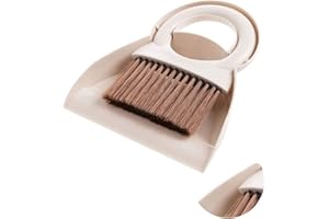 meioro Ensemble Pelle et Brosse Outil de Nettoyage Multifonctionnel Mini Balayeuse avec Poignée Ronde Pelle à Poussière Pelle à Poussière Poussière pour Cuisine Domestique (Blanc)