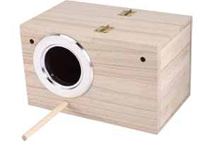 MUMUSUKI Wooden Bird House, 4.7x4.7x7.7in Pet Warm Incubation Bird Cage Nesting Box for Indoor Outdoor Birds Breeding Use