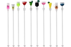 EMPEROCH 10 Pièces Touillette Cocktail Agitateur Cocktail Bâton de Brassage en Acrylique pour Décorer Les Verres à Cocktail (Tête Arrondie)