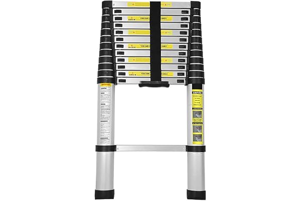 Joparri Hopfällbar teleskopstege i aluminium, 3,2 meter utdragbar stege, halkfri aluminiumstege, trappstege, multifunktionsstege, utdragbar aluminiumteleskopstege med 150 kg lastkapacitet