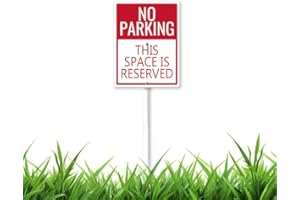 GEROCLONUP 7 x 8.8 inch Grass Sign with Stakes,No Parking - This Space Is Reserved Aluminum Yard Sign with Long Metal Stakes - Outdoor use