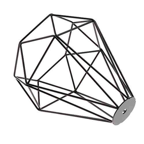MagiDeal Vintage Metall Diamant Form Anhänger Deckenleuchte Lampe Käfig Lampenschirm Dekor – Schwarz - 5