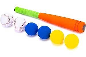 CeleMoon 16.5 Inch [Mini Size] Soft Kids Foam Baseball Bat Toy Set with 6 Balls, Gift for Toddler Age 3 Years Old Indoor Outdoor Sport T Ball Bat Playing Sport Game, Orange