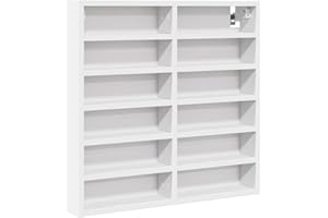 Gecheer Wall Shelves Floating Display Cabinet with 12 Shelves Living Room Office Bedroom Storage Open Shelves Vitrine Cabinet White 60x8.5x58 cm Engineered Wood