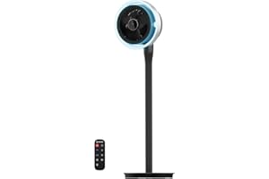 AIRMATE Ventilator mit Licht, Extra Großes Luftvolume Umwälzlüfter, Ventilator Leise mit 3 Modi 16 Windstärken, 120°+90° Oszillierende fan, 12H Timer 3 Einstellbare Höhen Standventilator