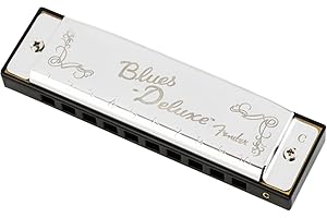 Fender Blues Deluxe - Armonica Diatonica in Do (C), 10 Fori, Copertura Cromata in Nichel, Comb in ABS, Suono Affidabile, Include Custodia e Panno