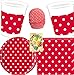 Produktbild HHO Sommerparty Partyset 120tlg. Red Dots Rote Punkte Gartenparty für 20 Gäste Teller Becher Servietten Muffinförmchen
