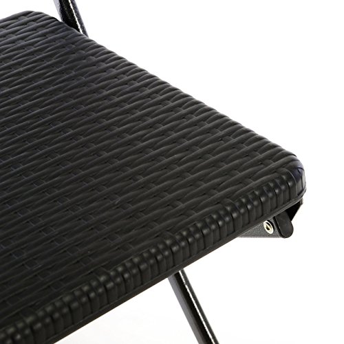 Klappstuhl 2er Set schwarz in Rattan-Optik Gartenstuhl Balkonstuhl 80 x 40 cm Campingstuhl Bistrostuhl witterungsbeständig stabil - 2