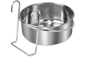 UPTVIN Pet Bowl, Hanging Pet Bowl Sturdy Durable Stainless, Steel Dog Bowls with Hook Up, Hanging Bowl Water Bowl Food Feeder, Cage Hanging Food Bowl Suitable for Pet Dogs Parrots