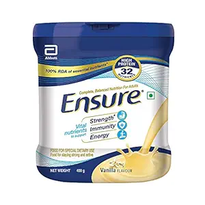 Ensure- Complete Nutrition for Adults with High Protein and 11 immunity nutrients- 400 gm Jar (Vanilla Flavour)