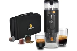 Handpresso - cafetiere portable E-PRESSO+ et sa valise - machine a cafe portable batterie USB | réservoir 90 ml | batterie 3 cellules x 2,9 Ah | Cafetiere de voyage capsules expresso ou café moulu