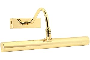 BRITALIA Polished Brass Vintage Retro Picture & Mirror Light | Adjustable Head | 285mm Width | Rectangular Back Plate | 2 x G9 Lamps Required (Not Included)