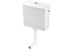 Wirquin 50717360 Réservoir d'eau pour wc Reviso semi-bas apparent en plastique avec kit de chasse d'eau complet économie d'eau, blanc