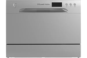 Russell Hobbs RHTTDW6S Freestanding Compact Dishwasher, Eco mode, 6 place settings, Noise level: decibels 52 (Energy Class F), Silver