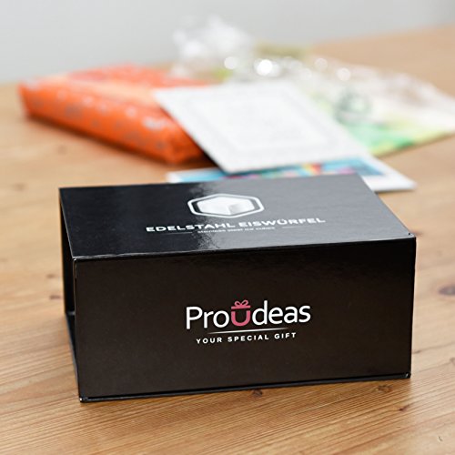 Premium Geschenk Set – 8 Edelstahl Eiswürfel + PP-Box + Mikrofasertuch + Silikon-Zange + Disc Pourer. TÜV zertifiziert. Diese ICE-Cubes sind hygienischer und haltbarer, als klassische Whisky Steine … - 8