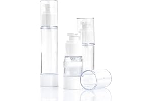 xiruiubao Airless Pumpspender Creme Spender Pressflaschen - 3 Stück Kunststoff Lotionspender, Reise Flaschen zum Befüllen für Duschgel, Shampoo, Foundation, Essenz, Lotion, 15ml/30ml/50ml