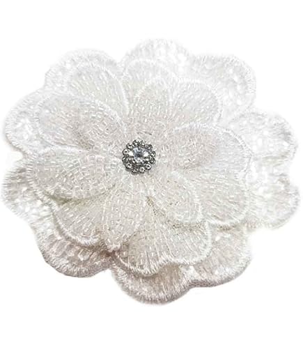 20 Pcs Iridescent Pearlescent White Sequin Flowers - 1 1/4" Rhinestone Appliques For DIY, Wedding, Clothing Decor