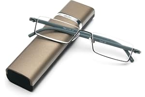 KOKOBIN Okulary do czytania z ultralekką oprawką TR90, pomoc w czytaniu, widzeniu, z metalowymi oprawkami, półramkowe, z etui na okulary, dla kobiet i mężczyzn