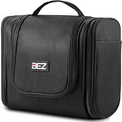 BEZ Trousse de Toilette de Voyage, BEZ™ Trousse Toilette à Suspendre Cosmetiques Maquillage Sac pour Hommes et Femmes, Trousses de voyage à Accrocher Organisateur, étanche et Robuste - Noir