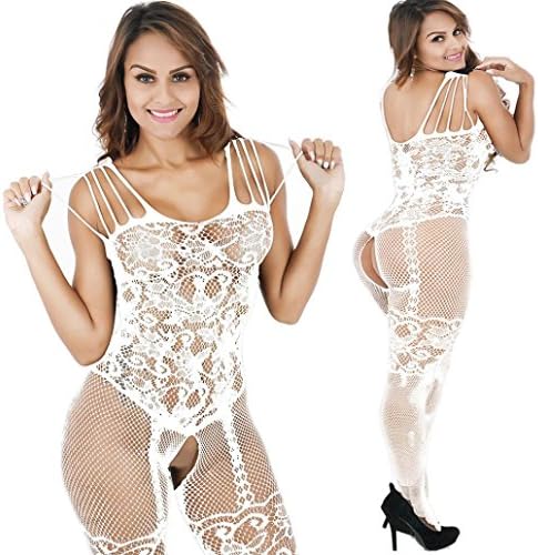 BA Zha Women's Lace Dress Bodysuit Lingerie Nightwear Underwear Babydoll Sleepwear (Free Size, White)