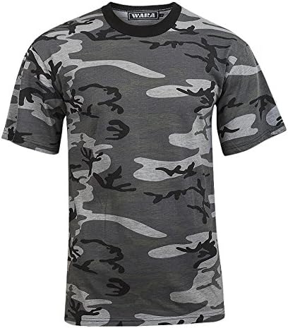 Wara Men's Camouflage Crew Neck T Shirt Grey X-Large