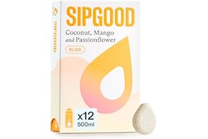 SIPGOOD Coconut, Mango & Passionflower Water Drops, Sugar Free Hydration Tablets with Electrolytes & Vitamins C, D3, Zero Calorie Flavoured Water (1 pack of 12 drops)