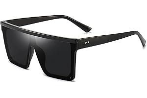 Dollger Retro Eckig Sonnenbrille Damen Herren Groß Mode Flat Top Big Rahmen Shades