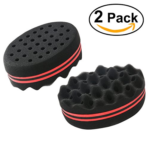 NUOLUX Sponge Brush for Twists, Coils, Curls in Afro-Style Hair -2 Pack