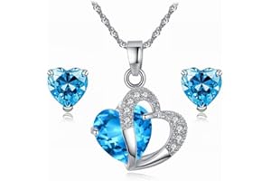 TOFBS Cuore Parure Gioielli per Donna Ragazze Collana e Orecchini Set Zirconi Cubici Collana da Donna Gioielli Set