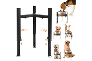 BOJVESH Elevated Dog Bowl Stand, Upgrade Metal Pet Feeder Holder, 4 Adjustable Heights 7-10.6" and Width 5-10", Non-Slip and No Spill Raised Pet Bow Holder for Small, Medium, Large Dogs(Stand Only)