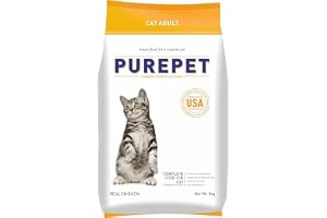 Purepet Dry Cat Food, Real Chicken, 3 Kg | Complete & Balanced Nutrition, Taurine for Healthy Heart, Controls Urinary pH, Healthy Skin & Coat